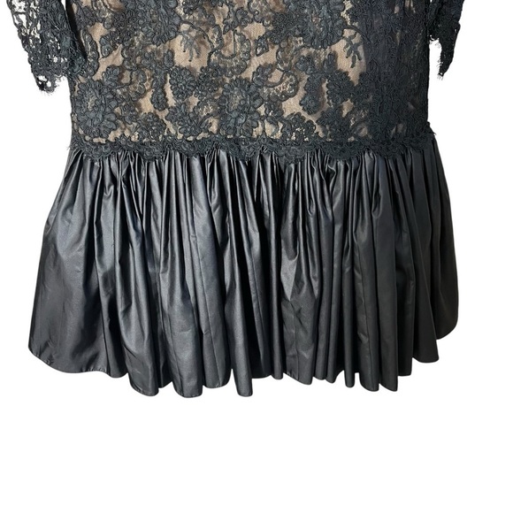 VINTAGE 70s VICTOR COSTA Couture Pleated Ruffle and Lace Midi Dress - Picture 8 of 14